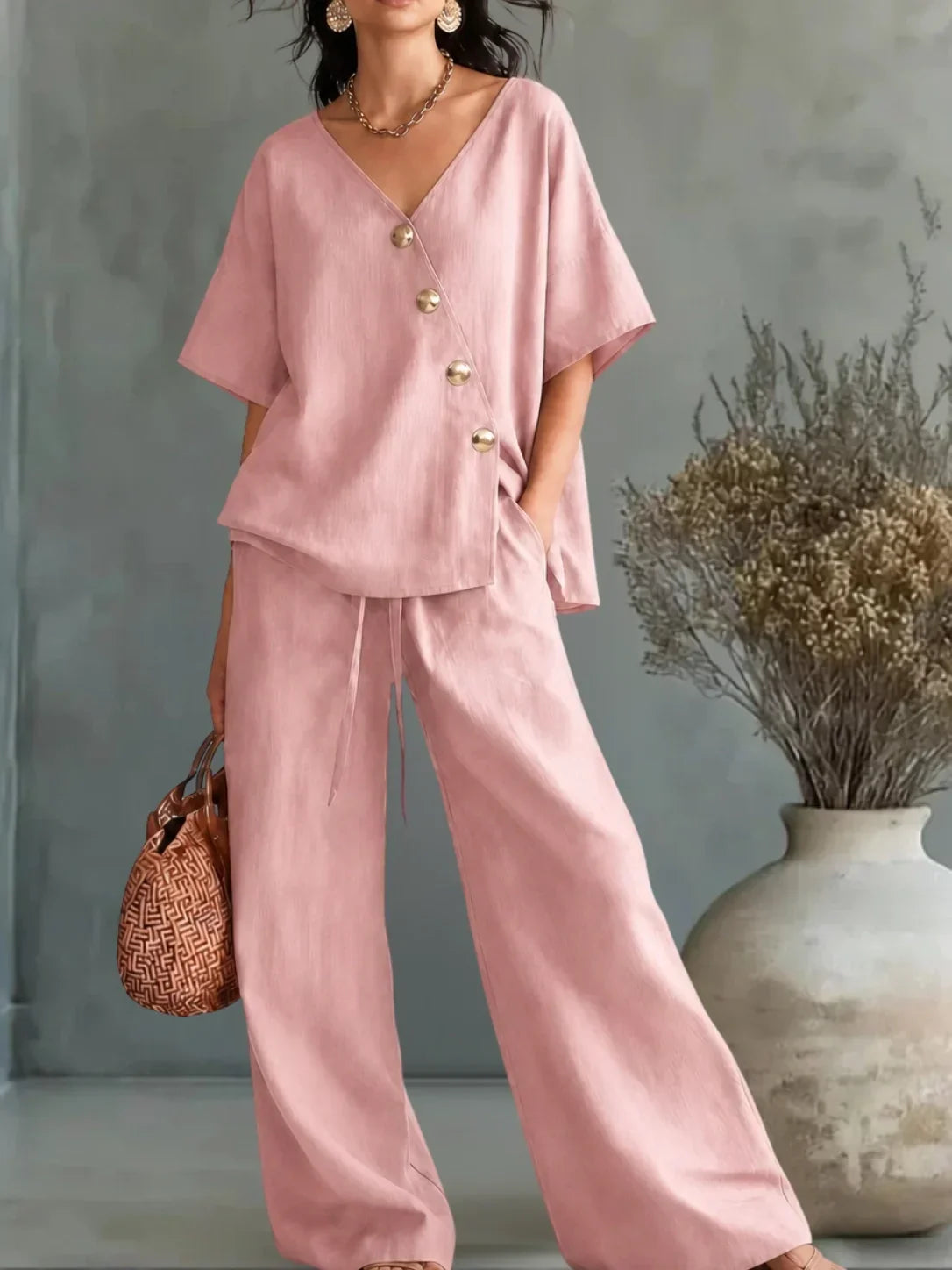 Nora | Button-Front Two-Piece Set