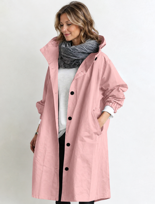 Marina Hooded Longline Coat - Pink