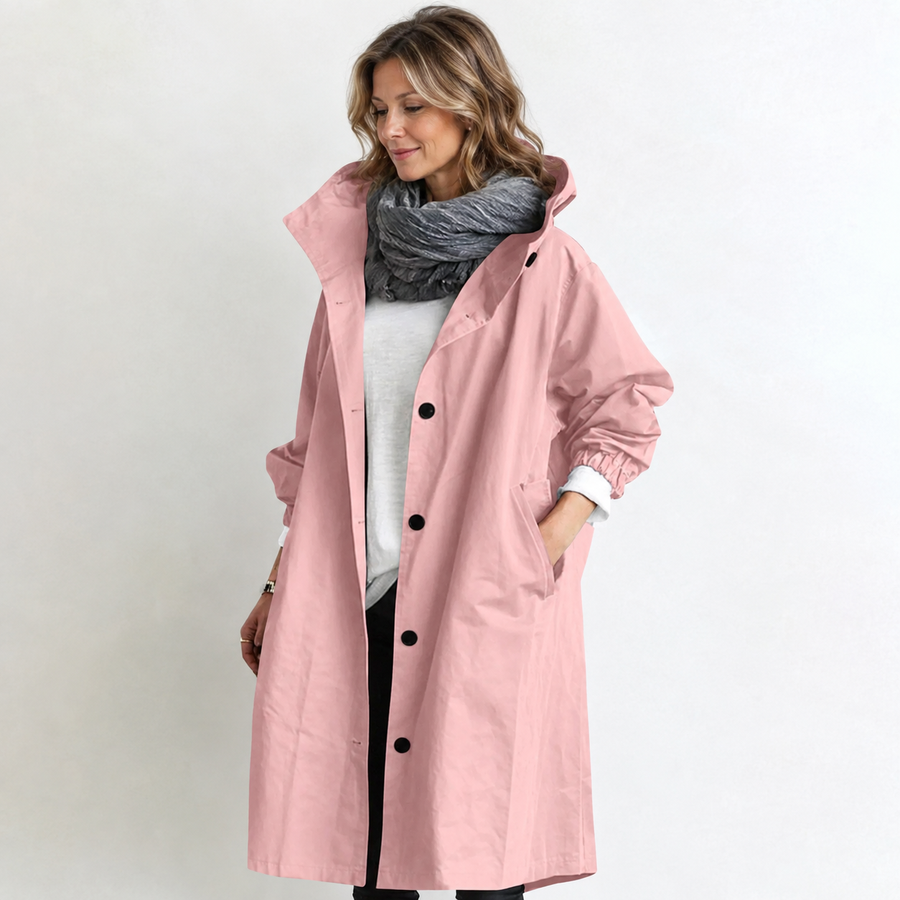 Marina Hooded Longline Coat - Pink