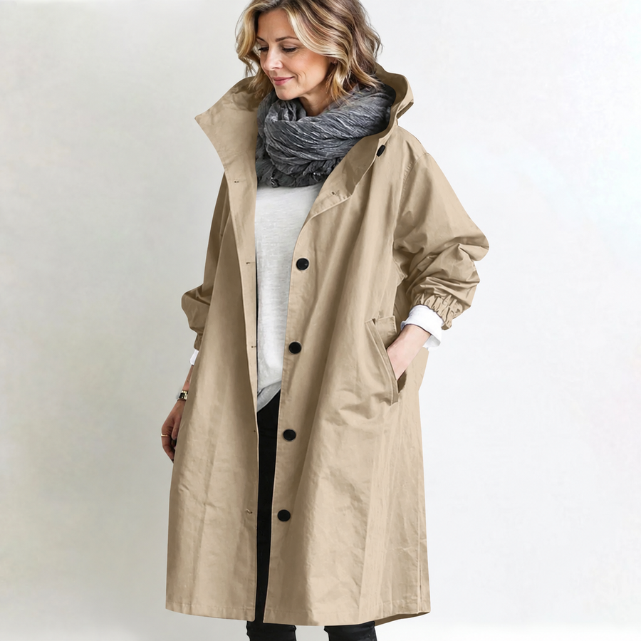 Marina Hooded Longline Coat - Sand
