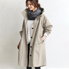 Marina Hooded Longline Coat - Beige