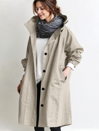 Marina Hooded Longline Coat - Beige