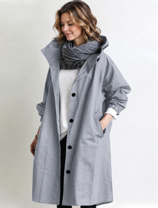 Marina Hooded Longline Coat - Gray