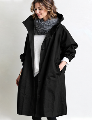 Marina Hooded Longline Coat - Black