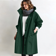 Marina Hooded Longline Coat - Dark Green