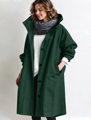 Marina Hooded Longline Coat - Dark Green