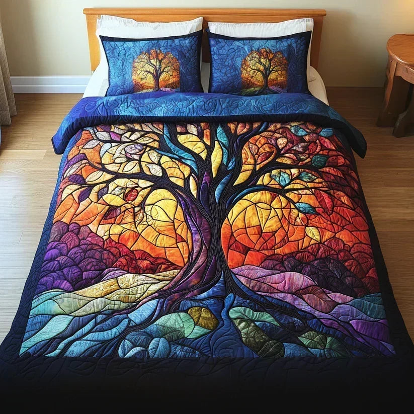 3-Piece Quilted Bedding Set – Tree of Life