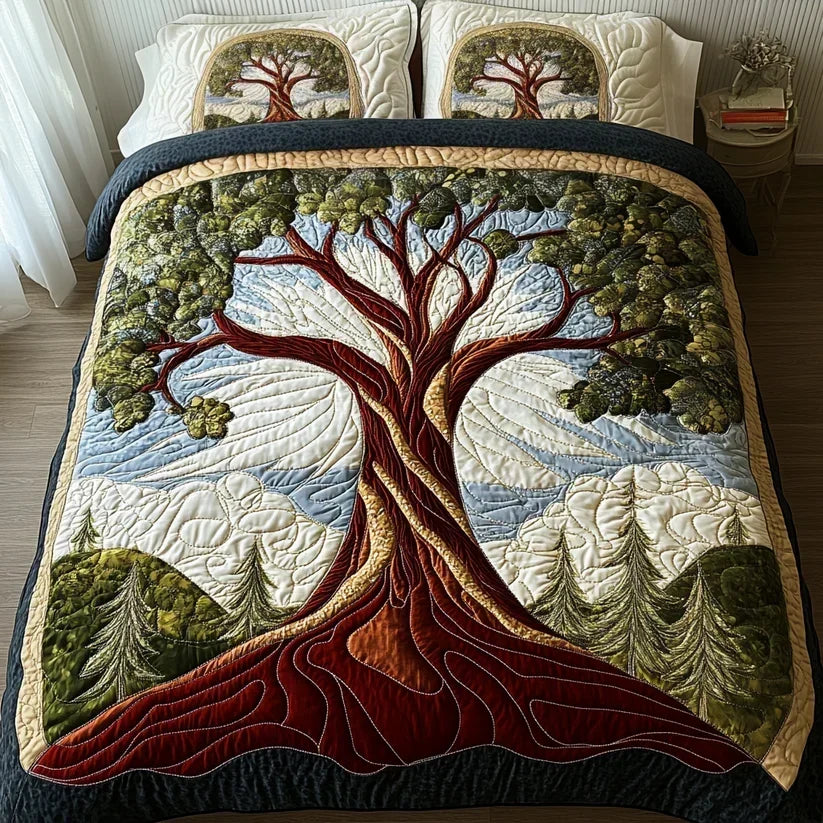 3-Piece Quilted Bedding Set – Tree of Life
