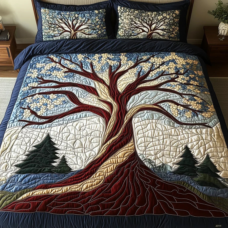 3-Piece Quilted Bedding Set – Forest Harmony