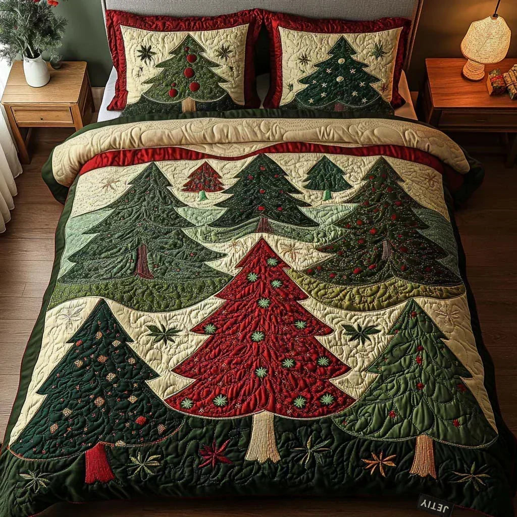 3-Piece Quilted Bedding Set – Forest of Joy