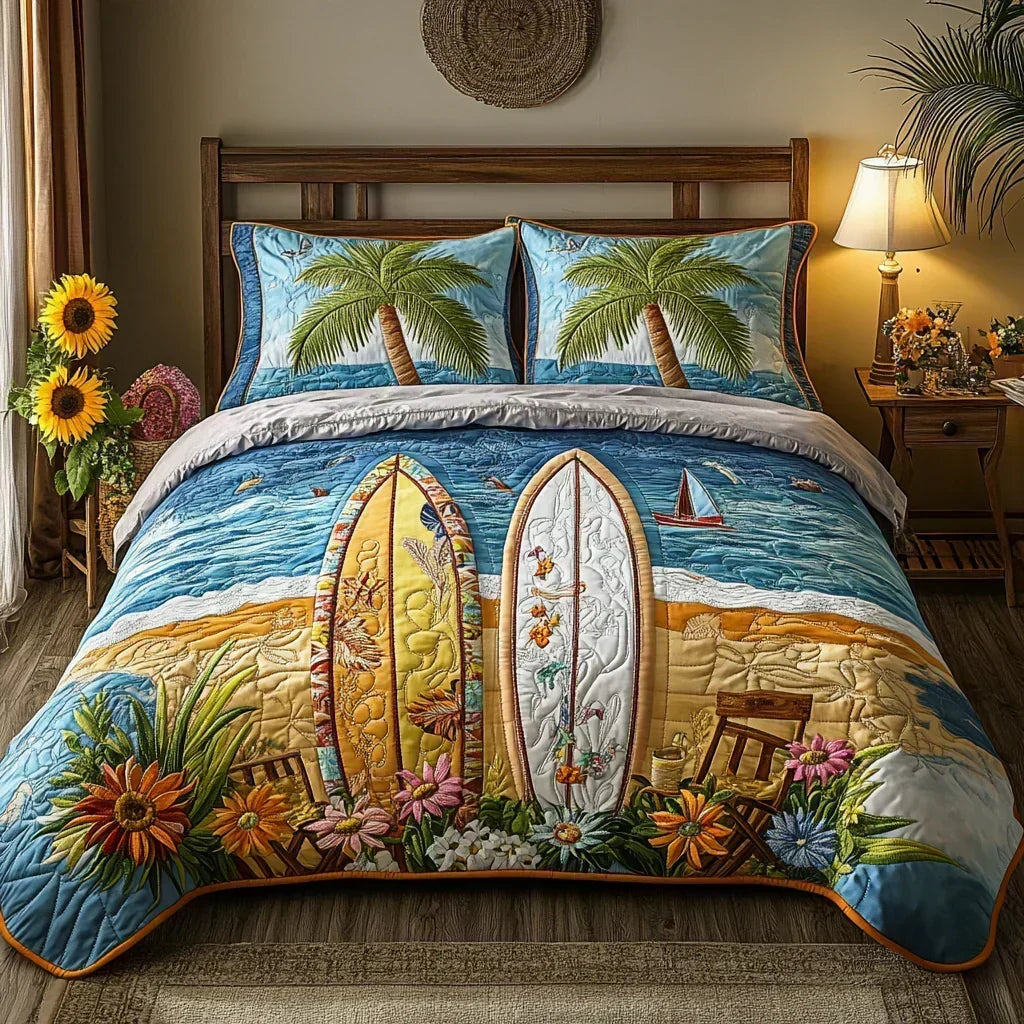 3-Piece Quilted Bedding Set – Island Breeze