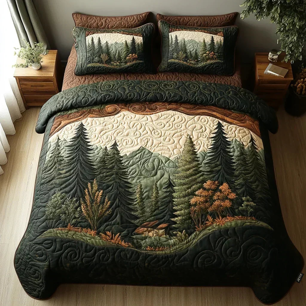 3-Piece Quilted Bedding Set – Forest Walk