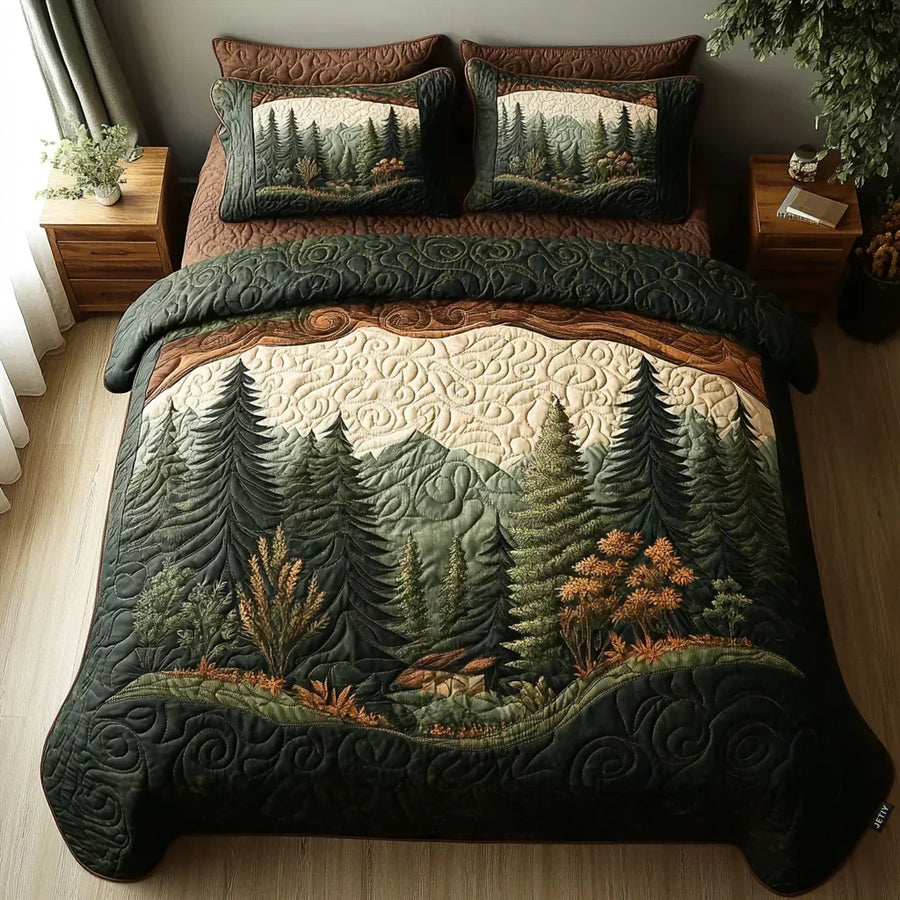 3-Piece Quilted Bedding Set – Forest Walk