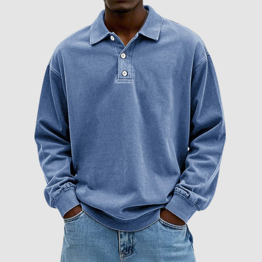 Maxime™ Vintage Long Sleeve Polo Shirt