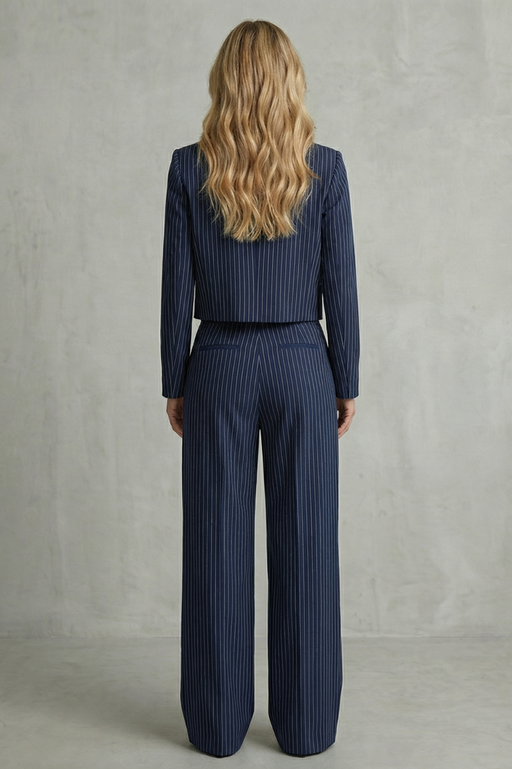 Rosalind | Pinstripe Co-Ord Set Tailored Cropped Blazer & Wide-Leg Trousers for Women