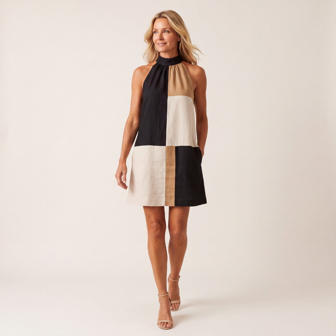 WILLOW | COLORBLOCK HALTER MINI DRESS