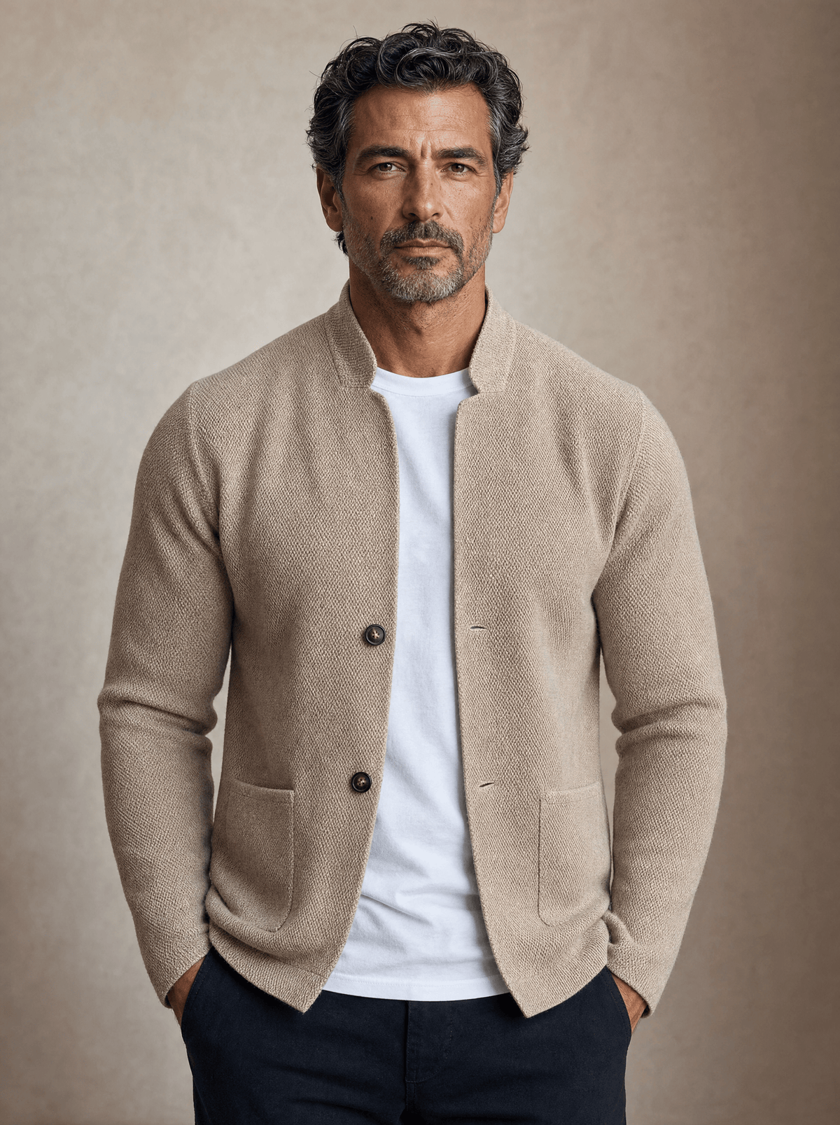 Alessandro™ | Knit Blazer with Mandarin Collar